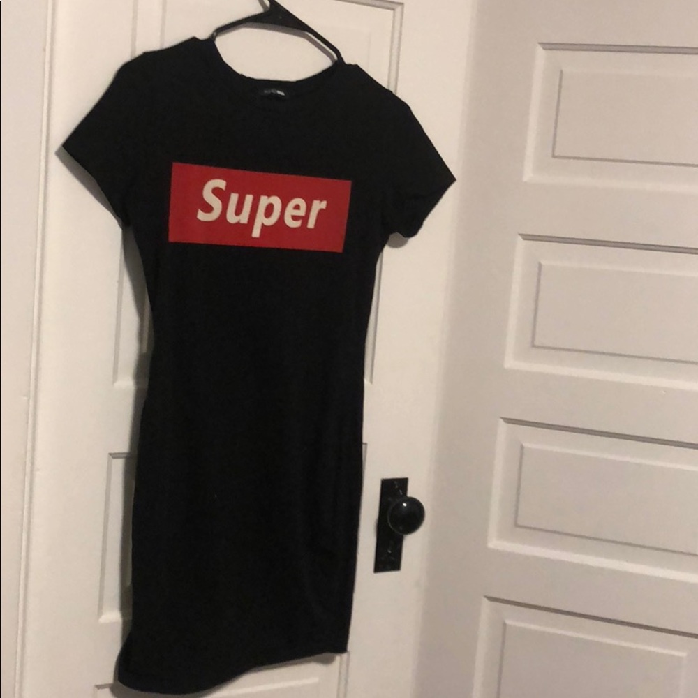 Black SUPREME style “Super” tshirt dress